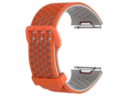 Lurelia Pulseira Fitbit Ionic De Silicone Bicolor Com Fivela Laranja E Cinza
