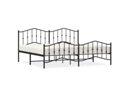 Estrutura de Cama com Cabeceira e Pés Metal Preto MAISON EXCLUSIVE 193x203 cm