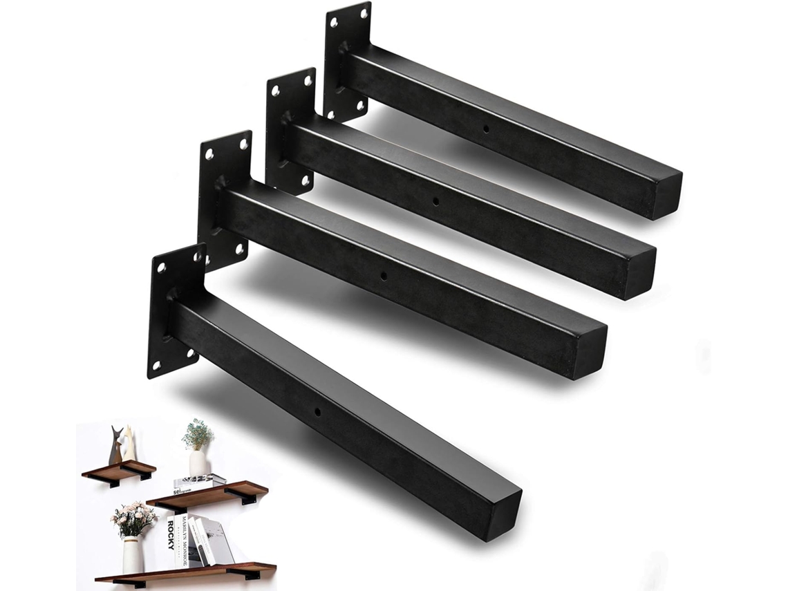 Suporte Invisível Para Prateleira Flutuante, Para Parede, 8 Polegadas, Preto