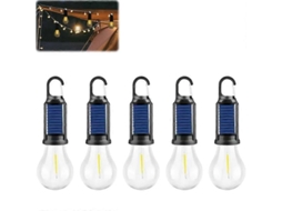 Luz Ambiente Para Barraca Externa, Lanterna Solar Para Acampamento Com Gancho De Fixação Olysi Shop (pacote Com 5)