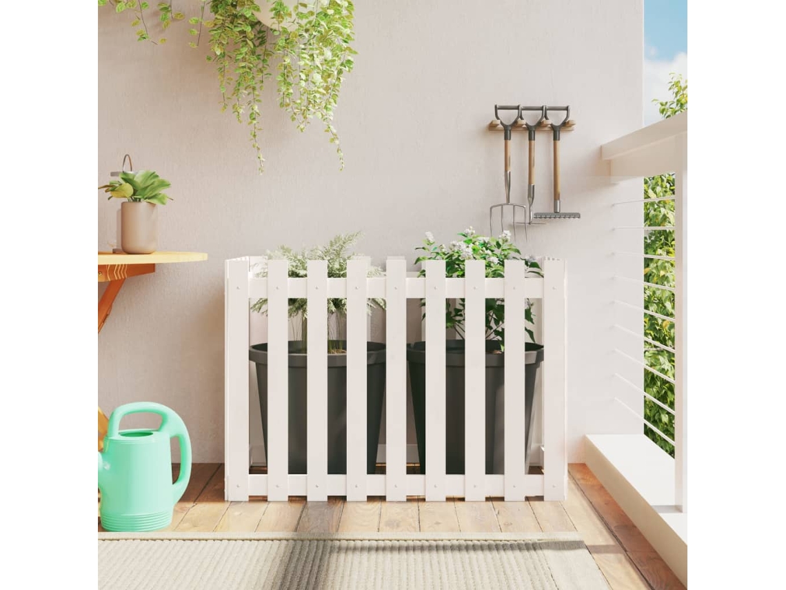 Vidaxl Canteiro Elevado Design Cerca 100x50x70 Cm Pinho Maciço Branco