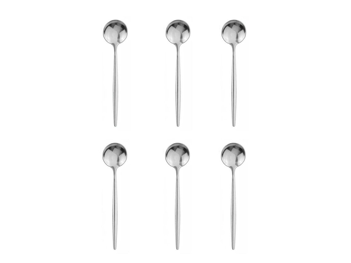 Conjunto de 6 Colheres Pequenas de Aço Inoxidável, Colheres Pretas e Douradas MDUG (prateado)