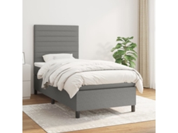 Vidaxl Cama Com Molas/colchão 100x200 Cm Tecido Cinza-escuro