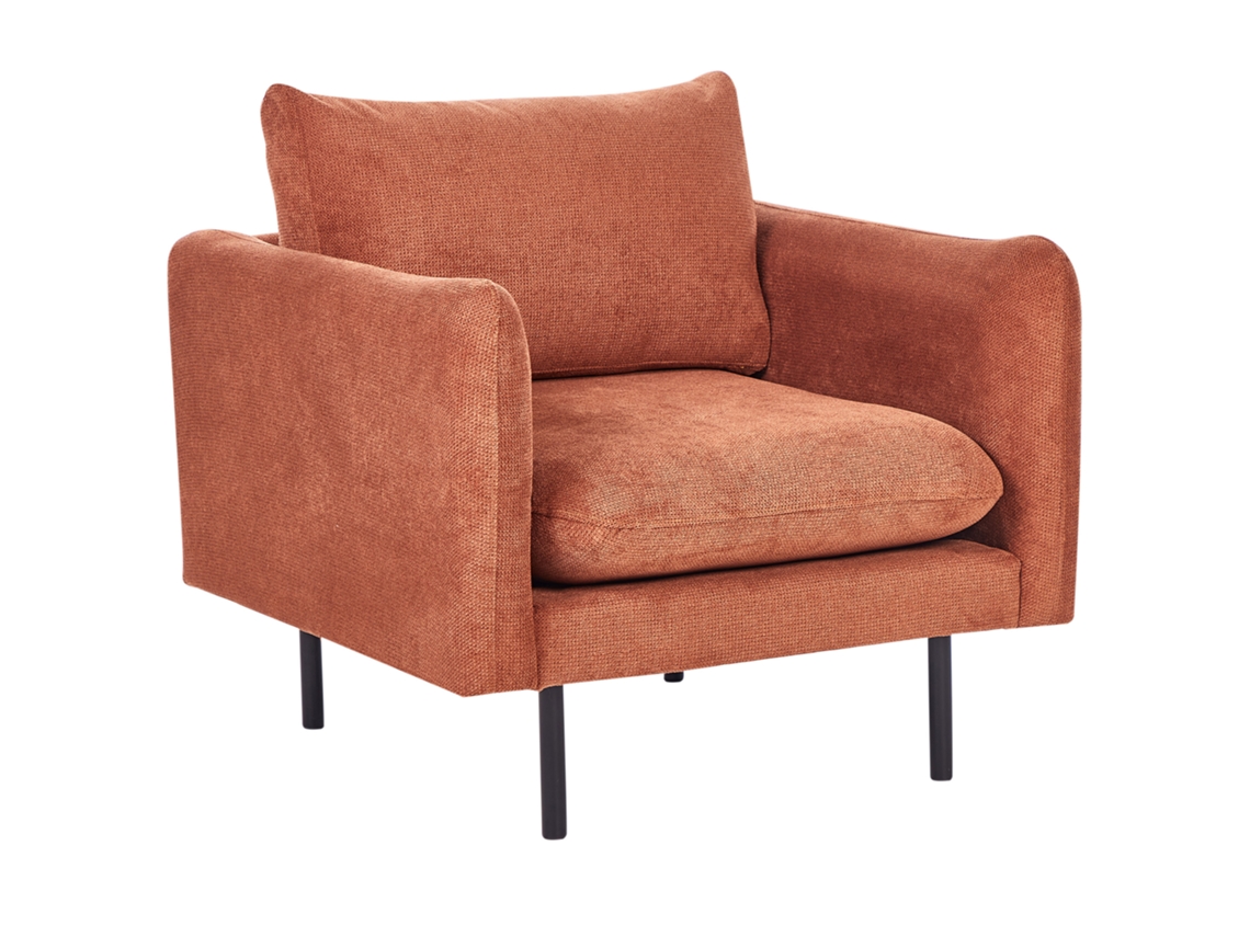 Poltrona BELIANI Vinterbro de Chenille Castanho Dourado 83x84x86