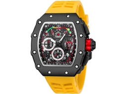 Lurelia Relógio Mecânico Masculino, Cronógrafo, Data/calendário, Luminoso, Mostrador Esqueleto, 44 Mm, Aço Inoxidável, Silicone, Resistente À Água