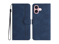 Capa Em Couro Pu Para Iphone 16 - Safira