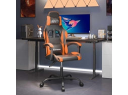 Vidaxl Cadeira Gaming Giratória Couro Artificial Preto E Laranja