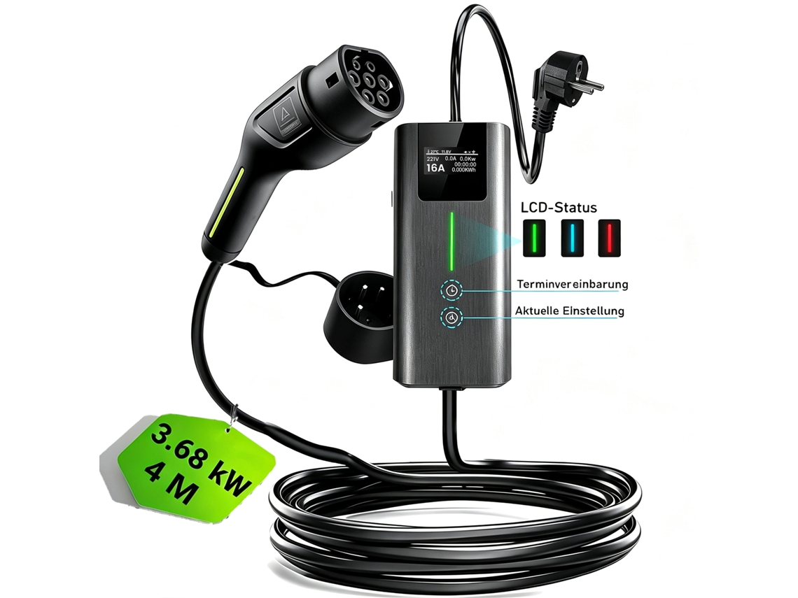 Carregador De Parede Móvel Junsun Para Carros Elétricos, 3,5 Kw, 16 A, 5 M, Tipo 2.