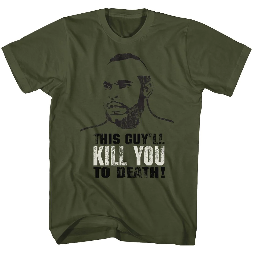 Unisex Adult T-shirt Rockinstone Rocky Movie Kill You To Death Solid Military Green Sizexxxl