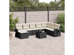 Vidaxl 9 Pcs Conjunto De Sofás P/ Jardim C/ Almofadões Vime Pe Preto