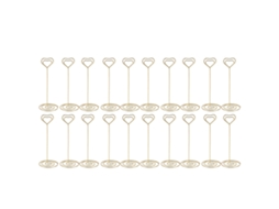 20 Portavasos De Mesa Corazón 15cm Portatarjetas Memo Clip Soporte Foto Oro