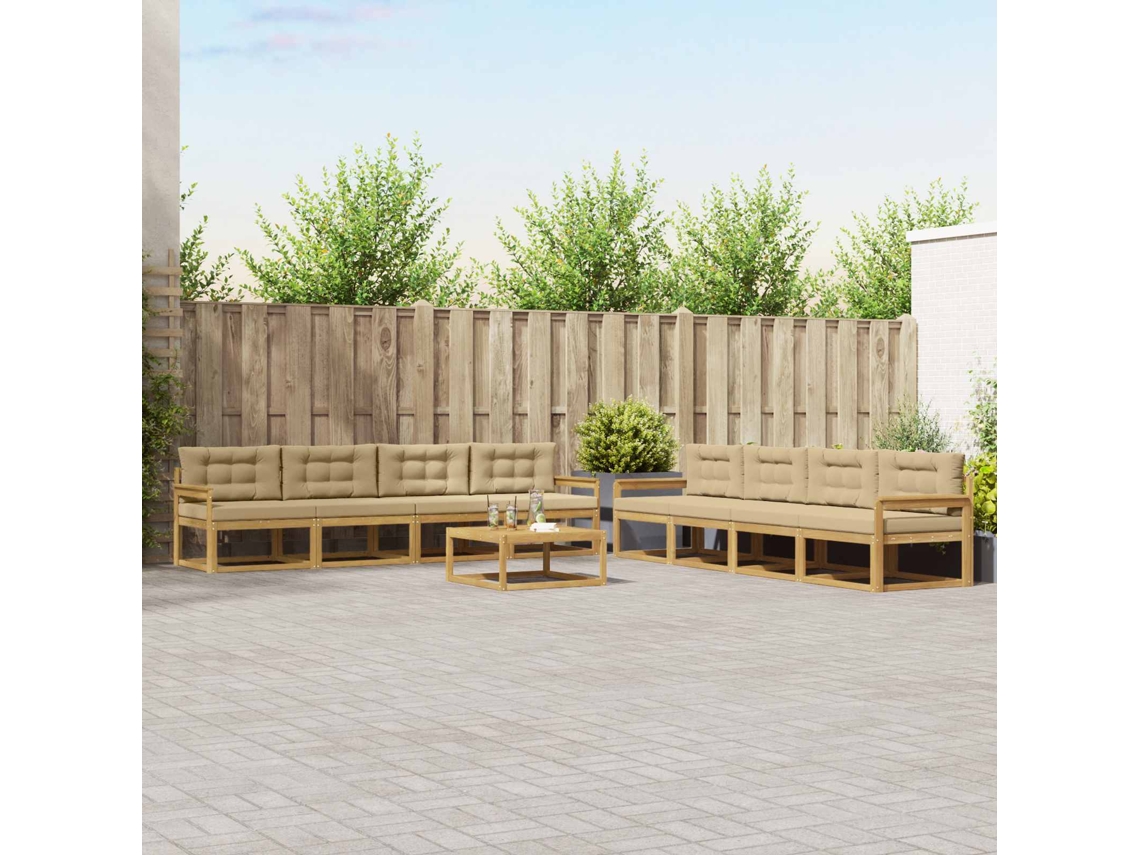 Vidaxl Conjunto De Sofás Para Exterior 9 Pcs Branco E Bege