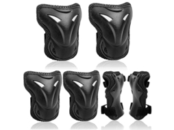 Joelheiras Para Crianças 3-8 Anos Conjunto De Proteção Joelho Cotovelo Punho 6 Peças Para Bicicleta Skate Patins Roller (preto)