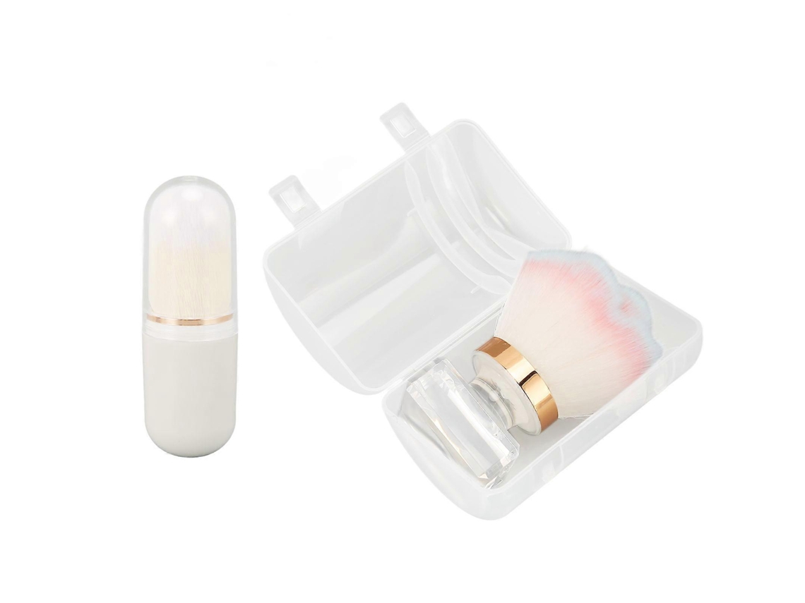 Pincel De Maquiagem Com Cerdas De Fibra Artificial E Cabo Transparente, Pincel Em Formato De Cápsula Para Pó Solto E Blush. Everley891