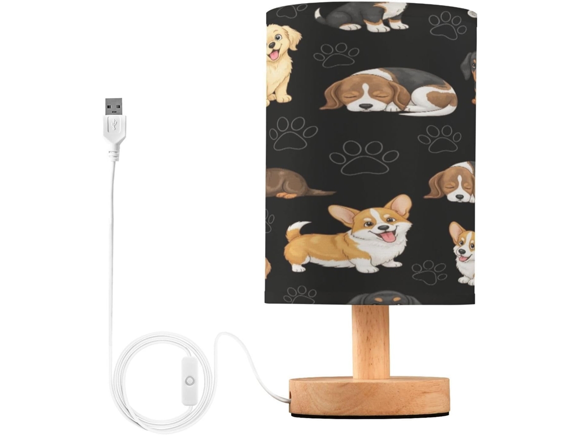 Abajur De Cabeceira Fofo Em Formato Cachorro Para Quarto, Luminária De Cabeceira Led, Luminária De Leitura Com Portas