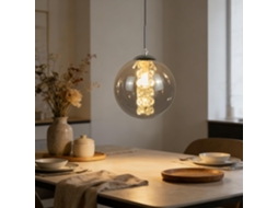 Nettlife Candeeiro Pendente Moderna, Em Vidro Cinza Fumê G9, Com Altura Ajustável De 120 Cm, Ideal Para Mesa De Jantar, Quarto, Cozinha E Bar.