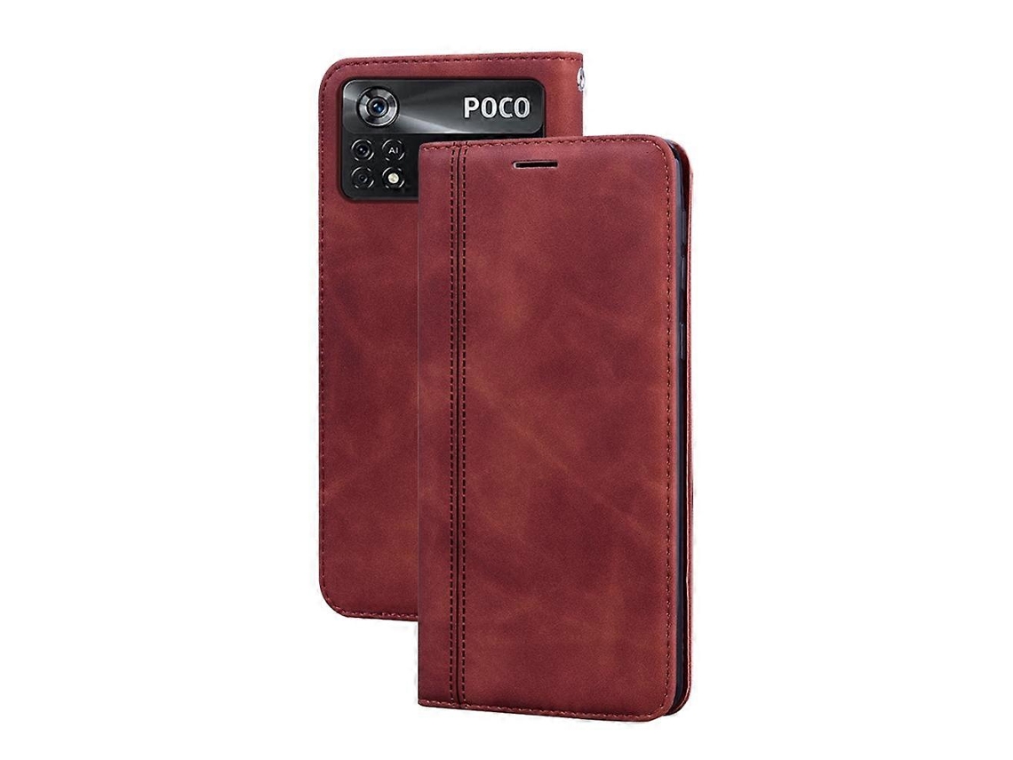 Capa De Celular Xiaomi Poco X4 Pro 5g Com Acabamento Fosco, Formato Flip Horizontal Magnético, Em Pu.