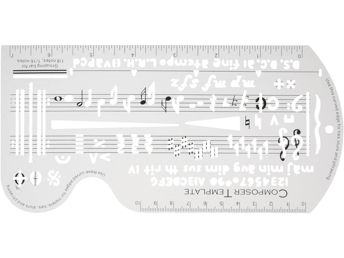 Régua de plástico portátil para compor símbolos sonoros, ferramenta fácil de usar para desenhar linhas-guia em salas de aula.