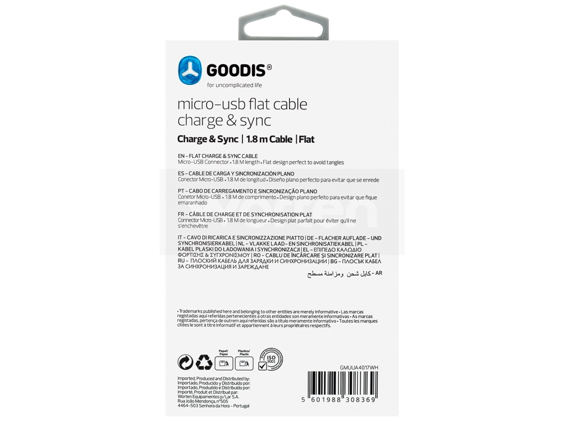 Cabo GOODIS Micro USB (USB - 1.8m - Universal)