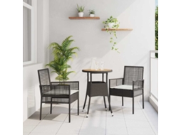 Vidaxl Conjunto De Jantar Para Jardim 3 Unid. Preto Vime Pe