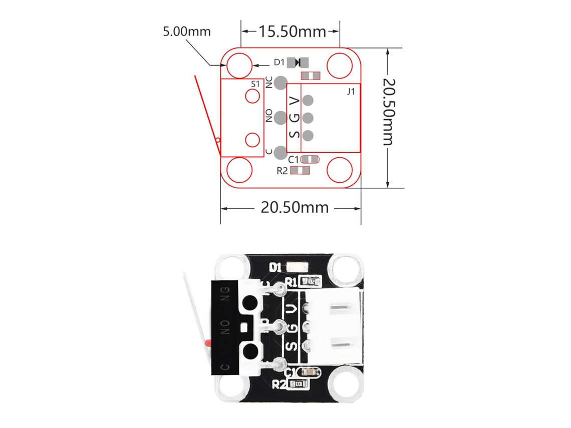 Peça De Impressora 3d Interruptor De Limite End Stop Módulo De 3 Pinos Com Cabo Para Creality Cr-10