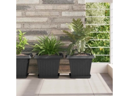 Vidaxl Vaso Quadrado Para Flores 6 Unid. Preto 28,5 X 28,5 X 22 Cm