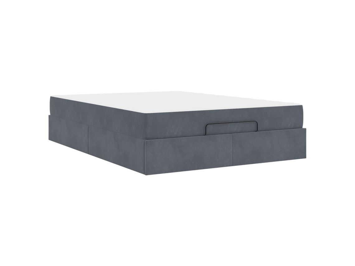 Conjunto de Estruturas de Cama com Colchão 2 Pcs Cinza Escuro Veludo MAISON EXCLUSIVE