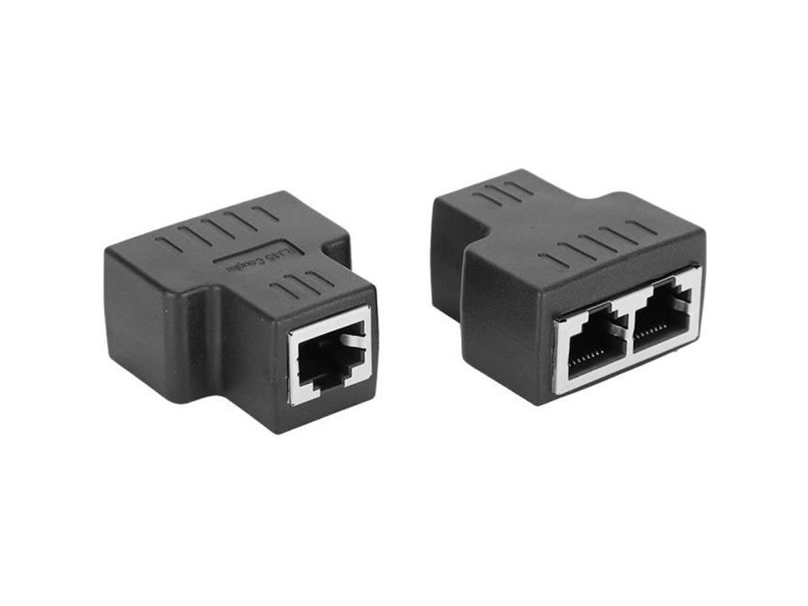 2 Unidades De Adaptador Cabo Ethernet Lan, Conector Extensor Divisor, Interface Fêmea Rj45 Para Internet.-aquaforge