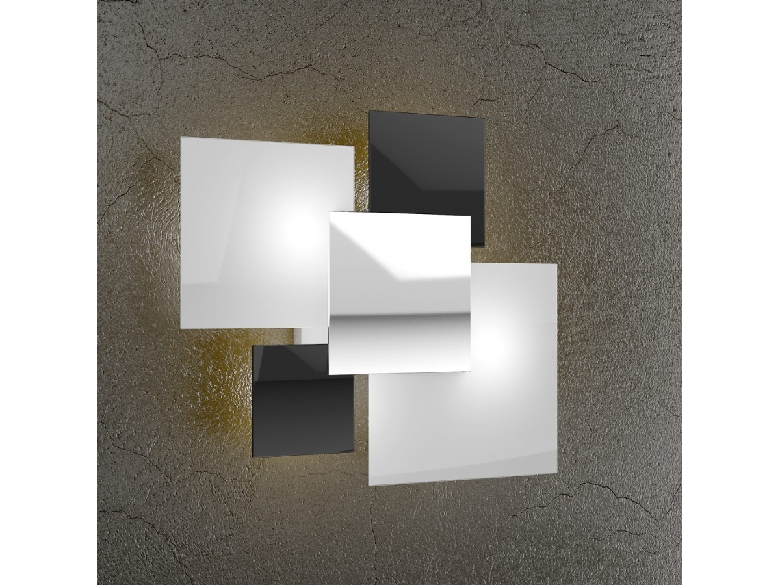 Candeeiro de Teto Moderno 1088/45-Ne Vidro Branco e Preto 4Xg9 TOP-LIGHT