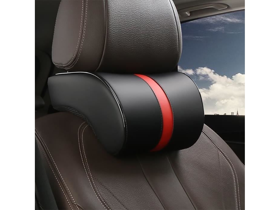 Almofada de couro para carro - ALLONSCD - Encosto de cabeça com espuma viscoelástica - Vermelha ALLONSCD