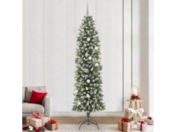 Vidaxl Árvore Slim De Natal Artificial Verde E Branco 240 Cm