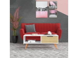 Vidaxl Mesa De Centro 100x49,5x43 Cm Aglomerado Branco/carvalho Sonoma