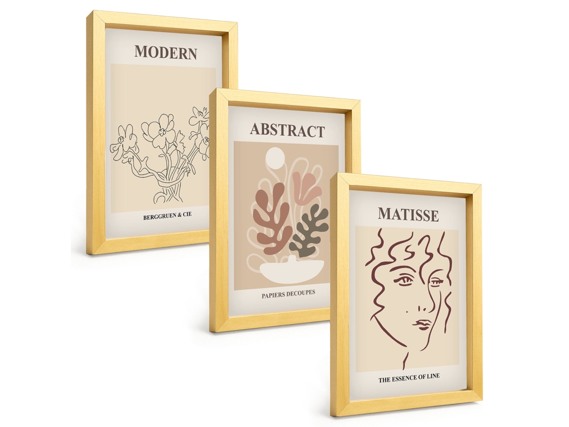 Composição De Quadros Linhas De Plantas Modernas Espelharte (3 Peças 20x30 Cm)