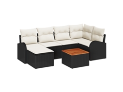 Conjunto 7 Móveis Para Exterior Vidaxl Preto Vime Pe (234 X 124 X 69 Cm)