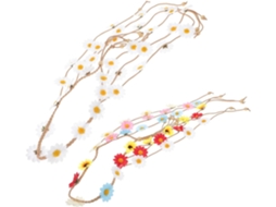 Nuobesty De 2 Faixas De Cabelo Hippie Com Margaridas Em Seda Branca E Nó Ajustável, Acessórios De Cabelo Femininos