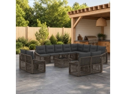 Vidaxl Conjunto De Sofá De Jardim 13 Unid. Cinzento Vime Pe