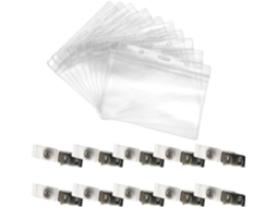 Porta Crachás Transparente Com 20 Peças Em Pvc E Liga Metálica, Porta Cartões De 10x 7, 5cm, Com Dois Furos, Portátil E
