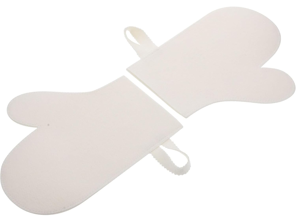 Feltro Branco Esfoliante Sauna Luvas, Conjunto de 2
