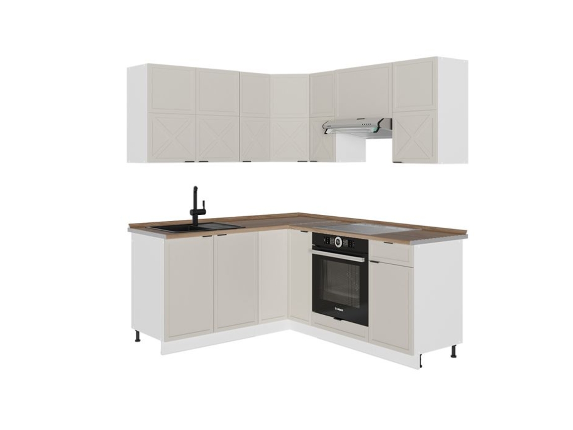 Cozinha Em Ângulo Fame Line, 160x190cm, Pt Carvalho, Cinzabege/branco, Branco, Vicco