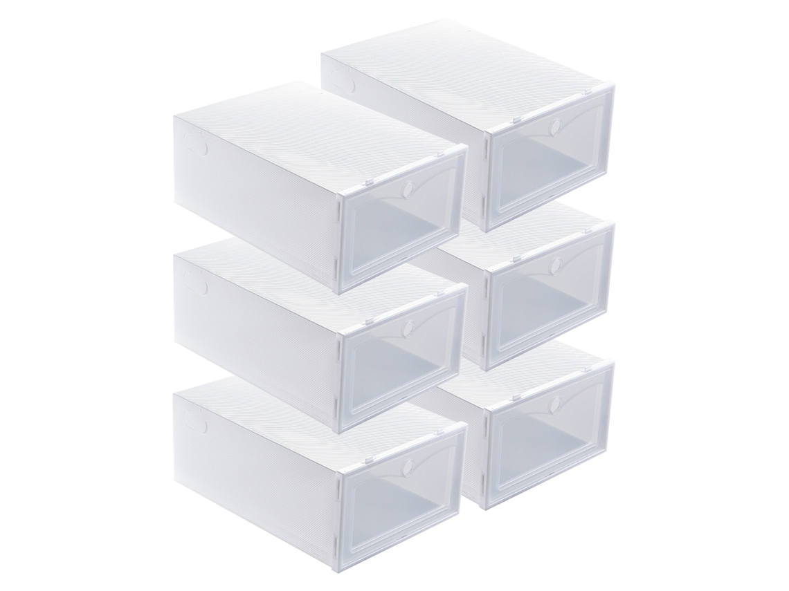6pcs Caixa de Armazenamento de Sapatos Branca Transparente Aumentada Clamshell Organizador para Lar | S/MARCA