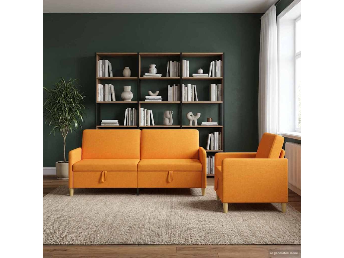 Vidaxl Conjunto De Sofá Com Armazenamento 2 Pcs Amarelo Escuro