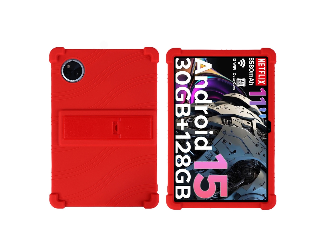 Capa Protetora De Silicone Com Suporte, Compatível Com O Tablet Doogee Tab A9/a9pro De 11 Polegadas.vermelho Vivo Yunzii