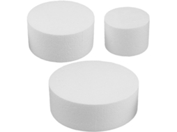 Conjunto de 3 formas redondas de espuma Branca para bolo