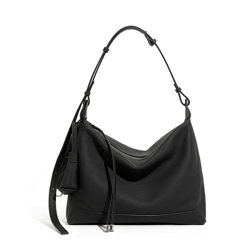 (3118-preto) Bolsa Feminina Em Couro Genuíno, Estilo De Designer De Luxo, Bolsa De Couro Bovino De Grande Capacidade