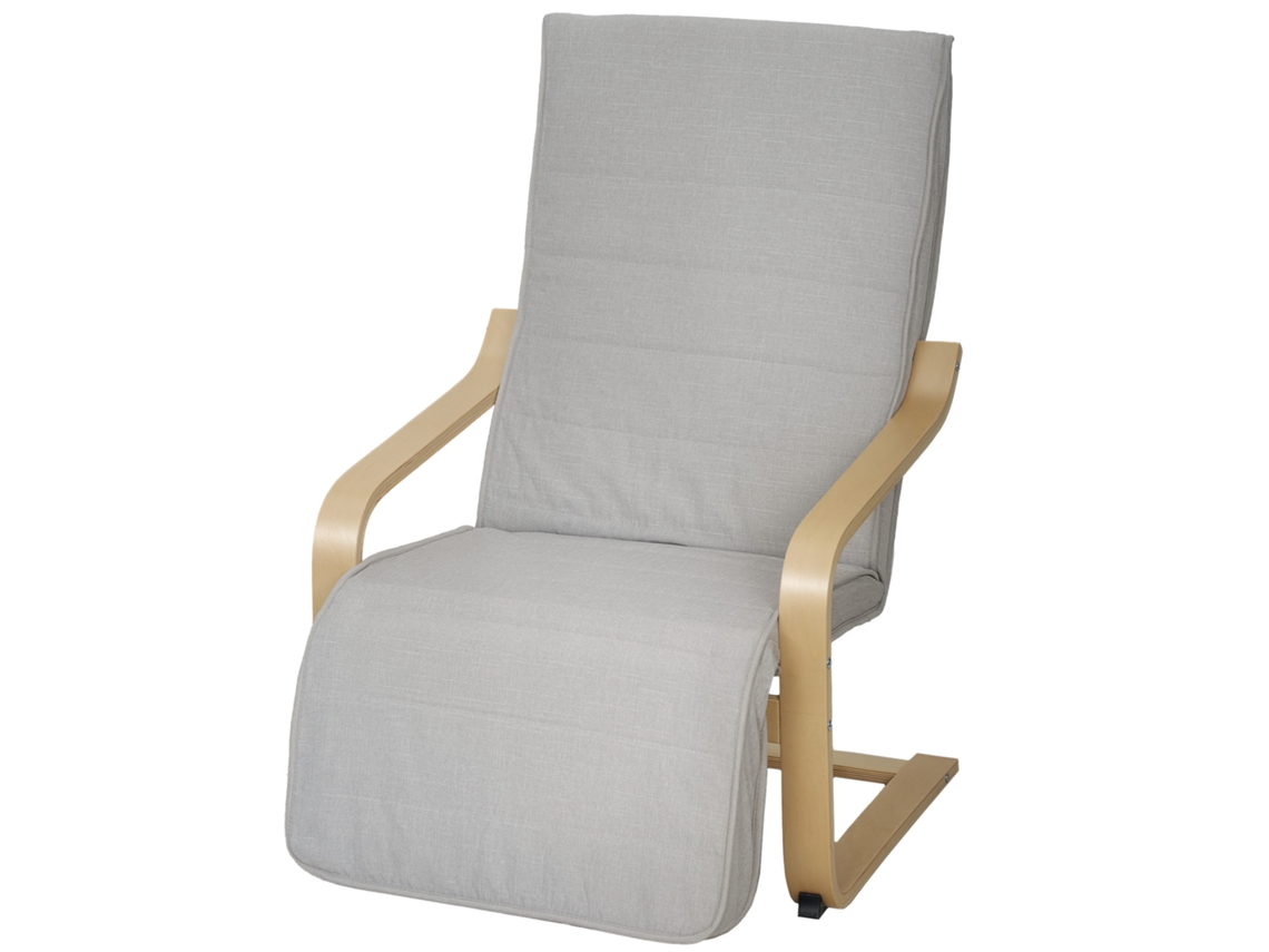Poltrona Relax Cinza Claro S/MARCA (66,5x94x100cm, apoio para pés ajustável, tecido, estrutura de madeira)