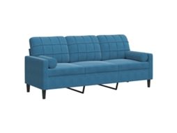 Maison Exclusive - Sofá 3 Lugares C/ Almofadas Decorativas 180 Cm Veludo Azul
