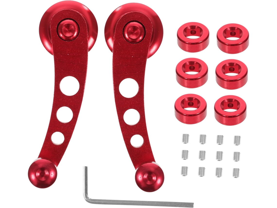 Conjunto De Manivelas Para Janelas De Carro Em Alumínio Vermelho Com Adaptadores E Clipes Para Portas Esquerda E Direita.