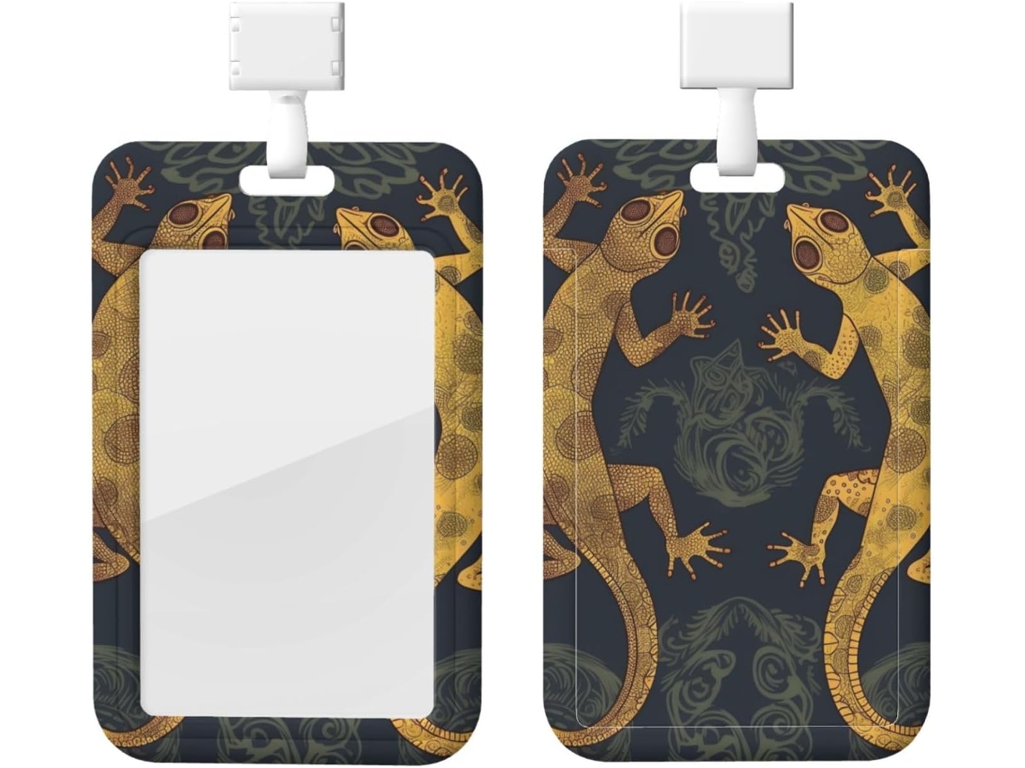 Porta-cartões Crachá com cordão, porta-cartões Crachá em formato de lagarto, plástico impermeável, porta-cartões vertical retrátil.