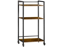 Carro de Armazenamento BTFORUS com 3 prateleiras, suporte para impressora, 50x35x100,5cm, marrom rústico