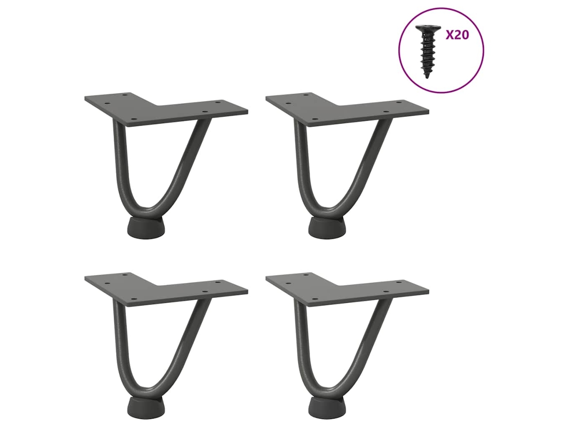 Vidaxl Pernas De Grampo Para Mesa De Centro 4 Peças Antracite 10 Cm Aço Maciço